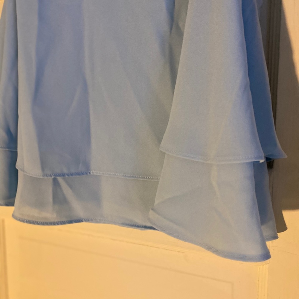 Forever 21 Chiffon Layered Flounce Top Light Blue - Picture 5 of 6